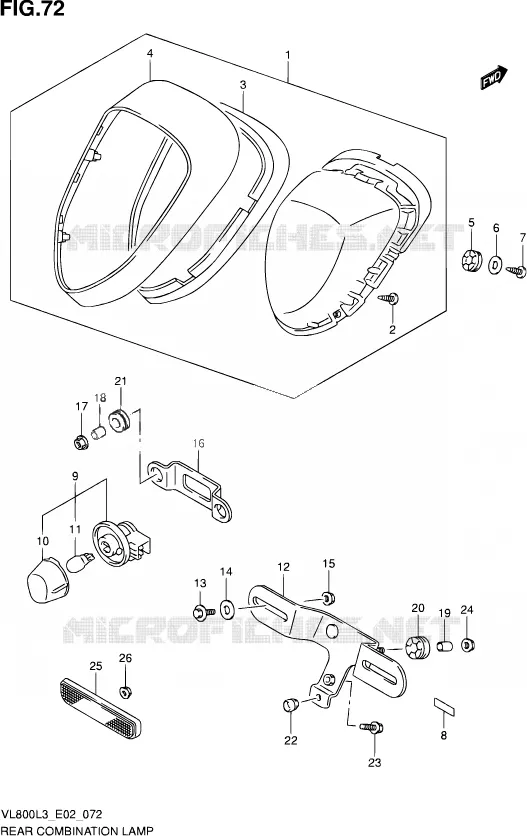 ENSEMBLE FEU ARRIERE Suzuki MOTO 800 VOLUSIA 2013  VL800 L3/VL800T L3 (E24)