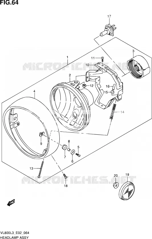 PHARE (VL800L3 E24) Suzuki MOTO 800 VOLUSIA 2013  VL800 L3/VL800T L3 (E24)
