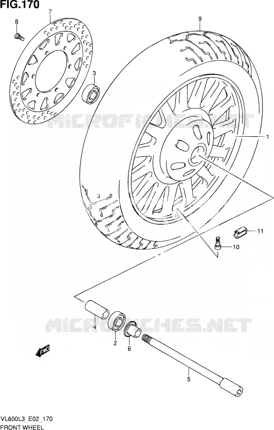 ROUE AVANT (VL800CL3 E24) Suzuki MOTO 800 VOLUSIA 2013  VL800 L3/VL800T L3 (E24)