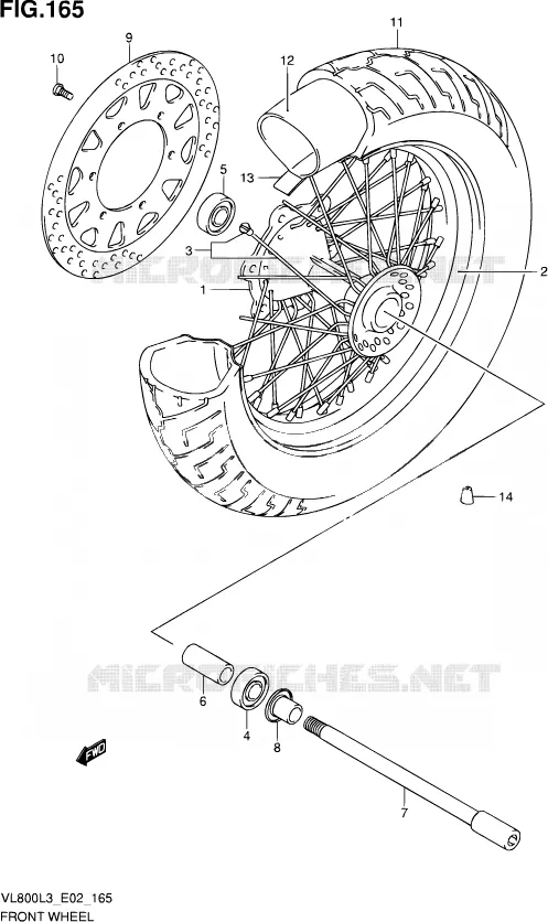 ROUE AVANT (VL800L3 E19) Suzuki MOTO 800 VOLUSIA 2013  VL800 L3/VL800T L3 (E24)