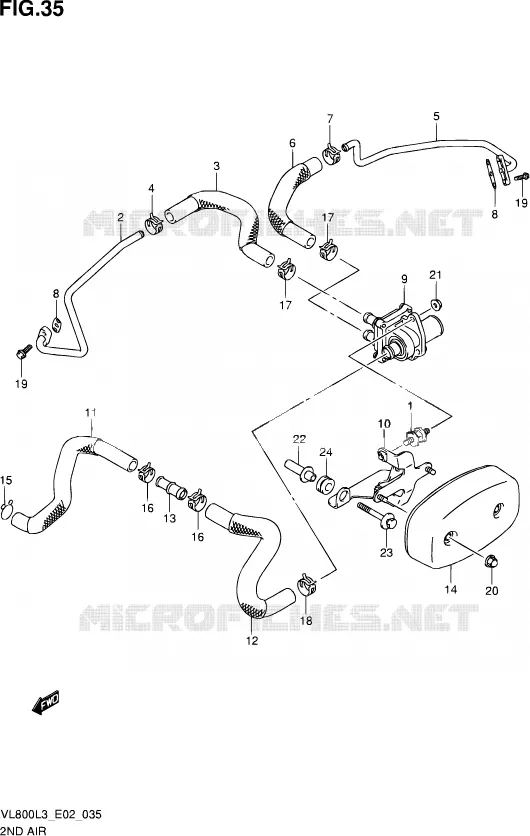 SYSTEME RECYCLAGE GAZ ECHAPPEMENT Suzuki MOTO 800 VOLUSIA 2013  VL800 L3/VL800T L3 (E24)