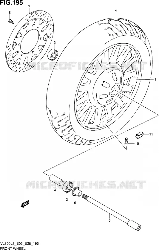ROUE AVANT (VL800CL3 E28) Suzuki MOTO 800 VOLUSIA 2013  VL800 L3/VL800T L3/VL800C L3