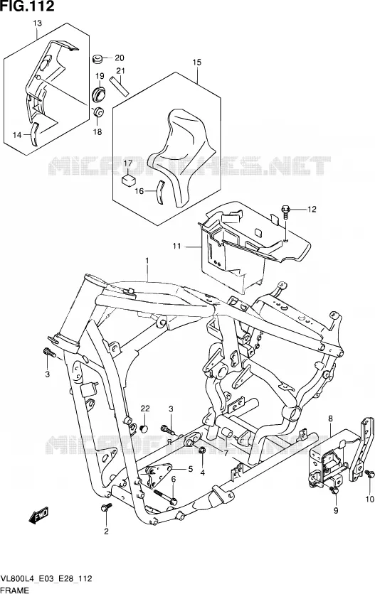 CADRE (VL800CL4 E33) Suzuki MOTO 800 VOLUSIA 2014  VL800 L4/VL800T L4/VL800C L4
