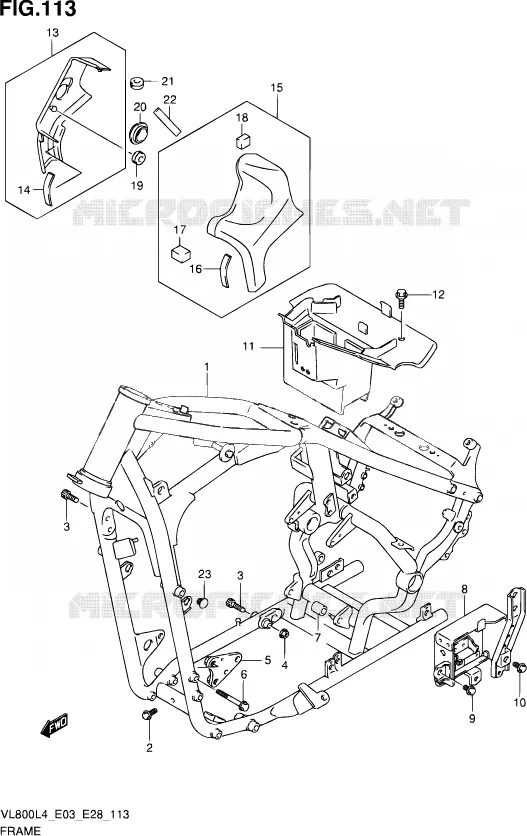 CADRE (VL800TL4 E03) Suzuki MOTO 800 VOLUSIA 2014  VL800 L4/VL800T L4/VL800C L4