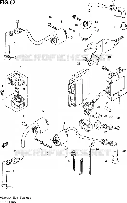 PARTIE ELECTRIQUE (VL800L4 E33) Suzuki MOTO 800 VOLUSIA 2014  VL800 L4/VL800T L4/VL800C L4