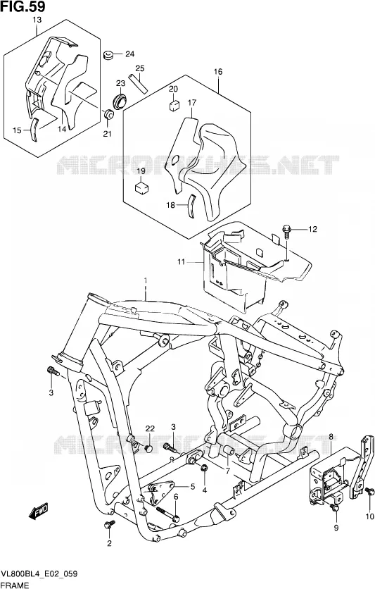 CADRE (VL800BL4 E02) Suzuki MOTO 800 INTRUDER 2014  VL800B L4 (E02)