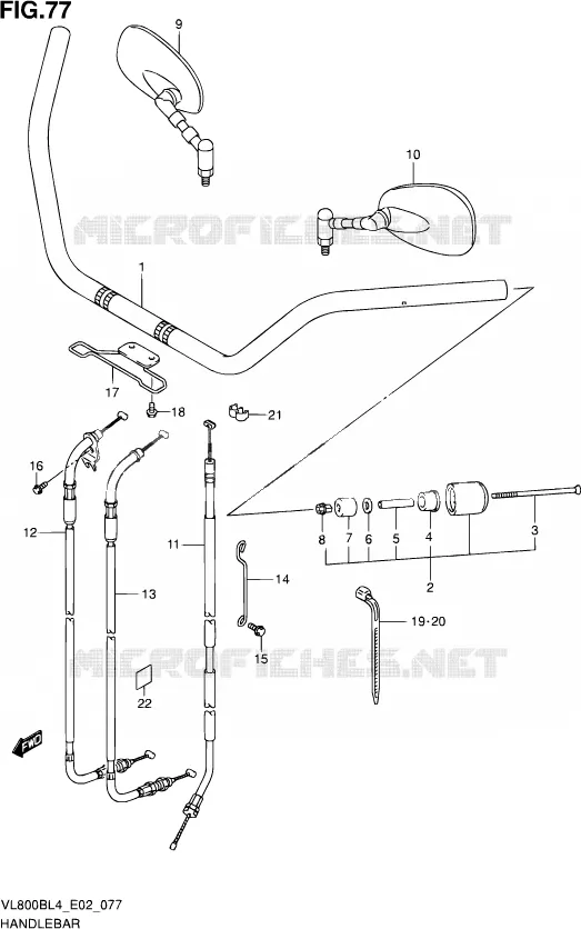 GUIDON (VL800BL4 E19) Suzuki MOTO 800 INTRUDER 2014  VL800B L4 (E02)