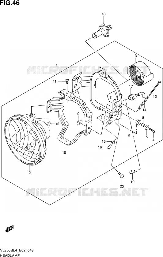 PHARE (VL800BL4 E02) Suzuki MOTO 800 INTRUDER 2014  VL800B L4 (E02)