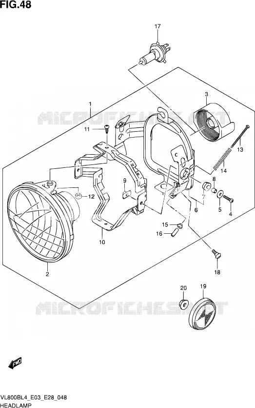 PHARE (VL800BL4 E33) Suzuki MOTO 800 BOULEVARD 2014  VL800B L4 (E03,E28,E33)