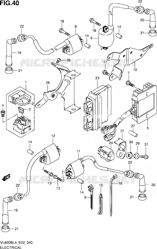 PARTIE ELECTRIQUE (VL800BL4 E02) Suzuki MOTO 800 INTRUDER 2014  VL800B L4 (E19)