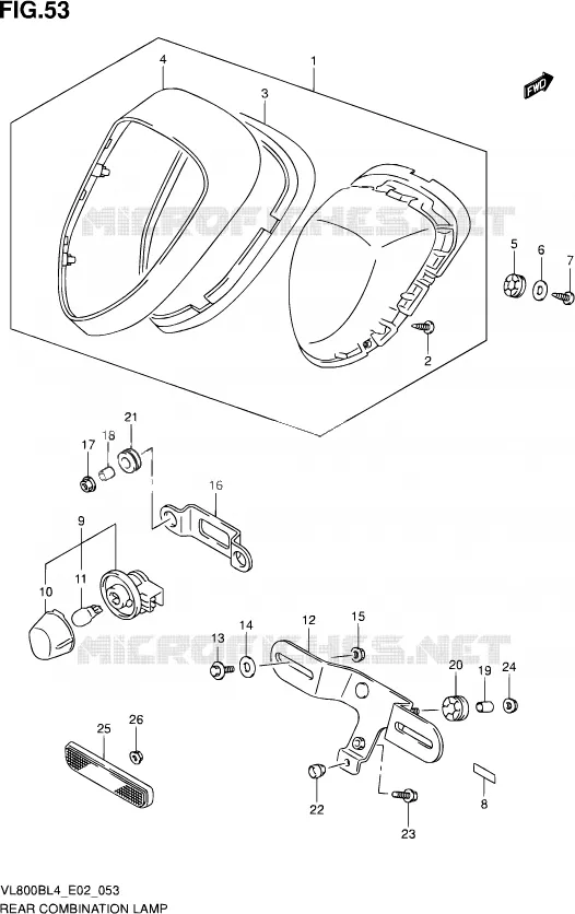 ENSEMBLE FEU ARRIERE (VL800BL4 E19) Suzuki MOTO 800 INTRUDER 2014  VL800BUE L4 (E19)