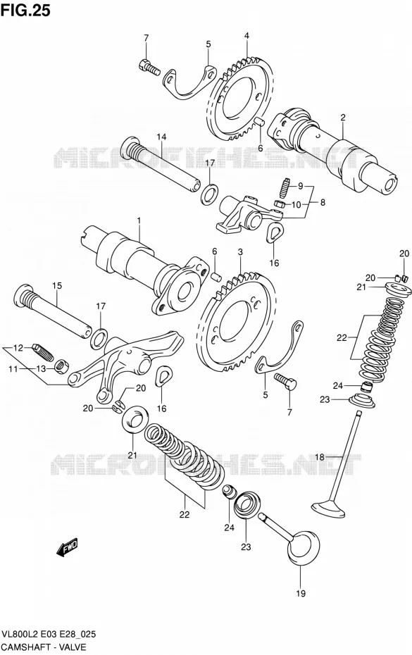 ARBRE A CAMES - VALVE Suzuki MOTO 800 VOLUSIA 2012  VL800CL2