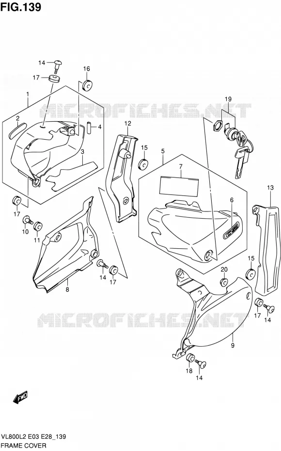 CARENAGES ARRIERE (VL800TL2 E28) Suzuki MOTO 800 VOLUSIA 2012  VL800CL2