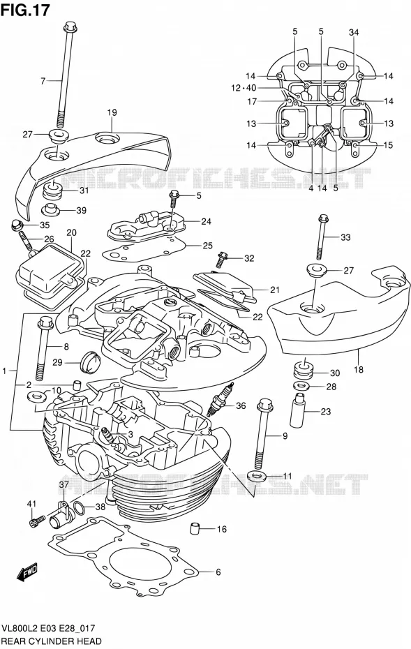 CULASSE ARRIERE (VL800TL2 E03) Suzuki MOTO 800 VOLUSIA 2012  VL800CL2