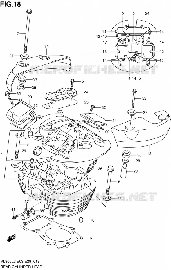 CULASSE ARRIERE (VL800TL2 E28) Suzuki MOTO 800 VOLUSIA 2012  VL800CL2
