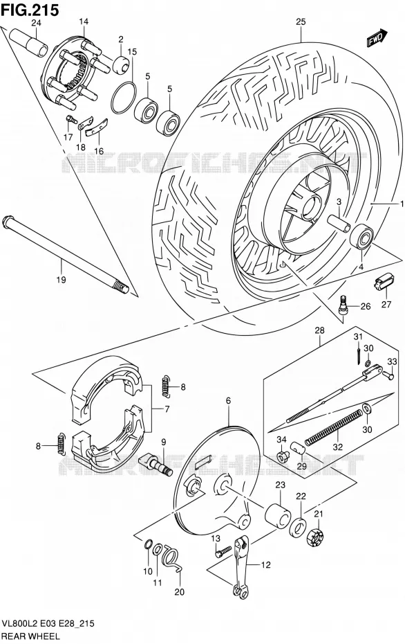 ROUE ARRIERE (VL800CL2 E03) Suzuki MOTO 800 VOLUSIA 2012  VL800CL2