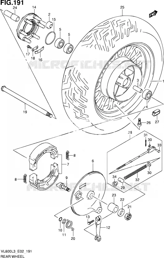ROUE ARRIERE (VL800CL3 E24) Suzuki MOTO 800 VOLUSIA 2013  VL800C L3 (E19)