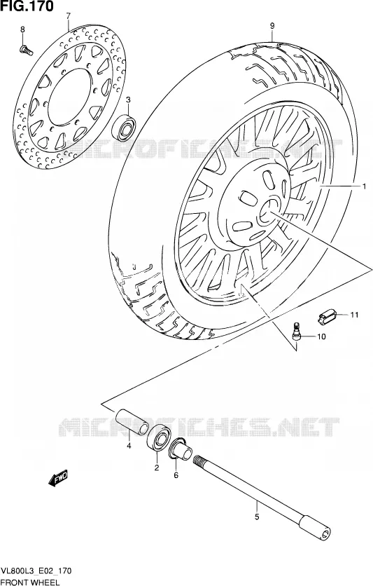 ROUE AVANT (VL800CL3 E24) Suzuki MOTO 800 VOLUSIA 2013  VL800C L3 (E19)