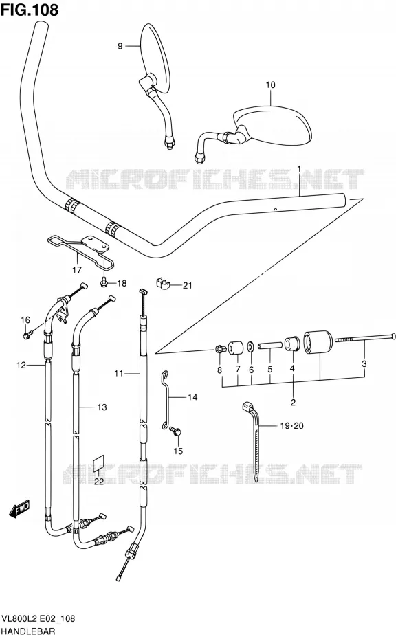 GUIDON (VL800TL2 E24) Suzuki MOTO 800 VOLUSIA 2012  VL800CUEL2