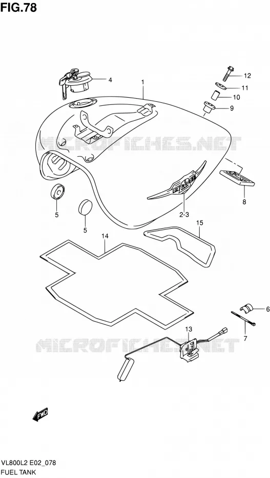 RESERVOIR D'ESSENCE (VL800CUEL2 E19) Suzuki MOTO 800 VOLUSIA 2012  VL800CUEL2