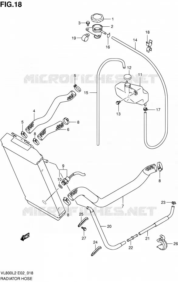 DURITE DE RADIATEUR Suzuki MOTO 800 VOLUSIA 2012  VL800UEL2
