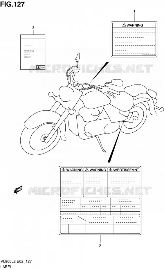 ETIQUETTE (VL800CUEL2 E19) Suzuki MOTO 800 VOLUSIA 2012  VL800UEL2