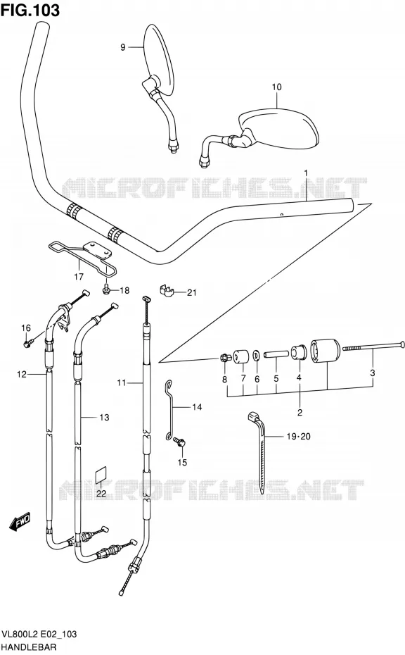 GUIDON (VL800UEL2 E19) Suzuki MOTO 800 VOLUSIA 2012  VL800UEL2