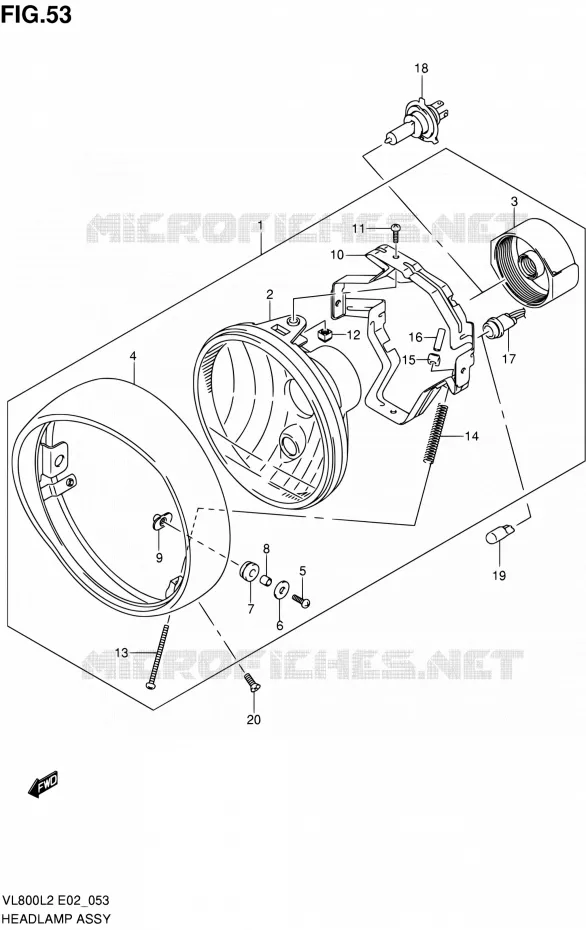 PHARE (VL800CUEL2 E19) Suzuki MOTO 800 VOLUSIA 2012  VL800UEL2