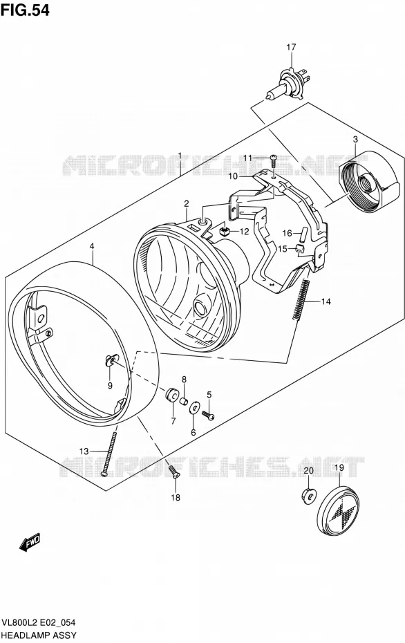 PHARE (VL800TL2 E24) Suzuki MOTO 800 VOLUSIA 2012  VL800UEL2