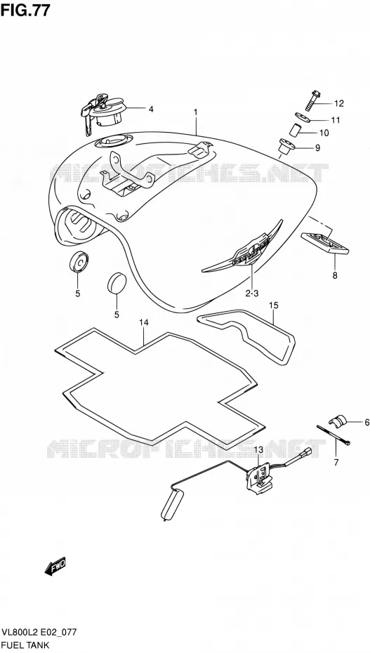 RESERVOIR D'ESSENCE (VL800CL2 E24) Suzuki MOTO 800 VOLUSIA 2012  VL800UEL2