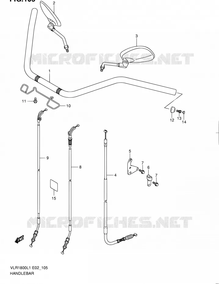 GUIDON (VLR1800L1 E24) Suzuki MOTO 1800 INTRUDER 2011  VLR1800L1(E19)