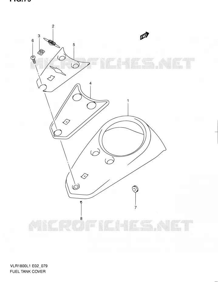 RESERVOIR D'ESSENCE - COUVERCLES (VLR1800L1 E02) Suzuki MOTO 1800 INTRUDER 2011  VLR1800L1(E19)