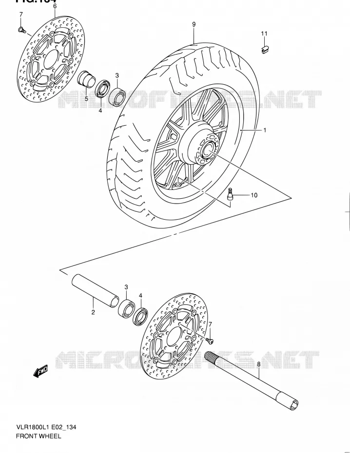ROUE AVANT (VLR1800L1 E02) Suzuki MOTO 1800 INTRUDER 2011  VLR1800L1(E19)