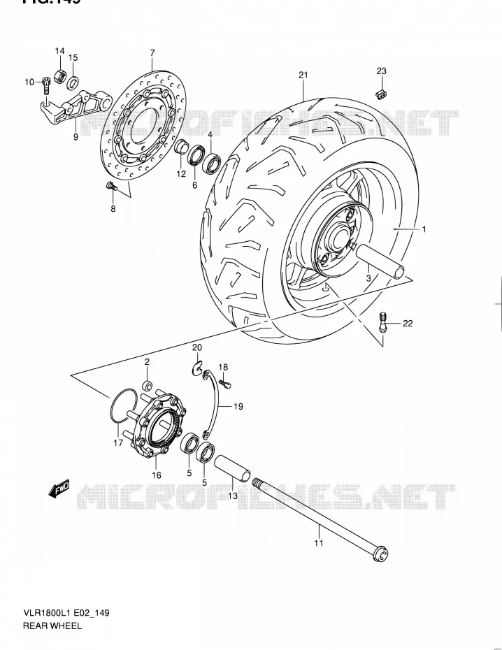 ROUE ARRIERE (VLR1800TL1 E02) Suzuki MOTO 1800 INTRUDER 2011  VLR1800T L1 (E02,E19,24)