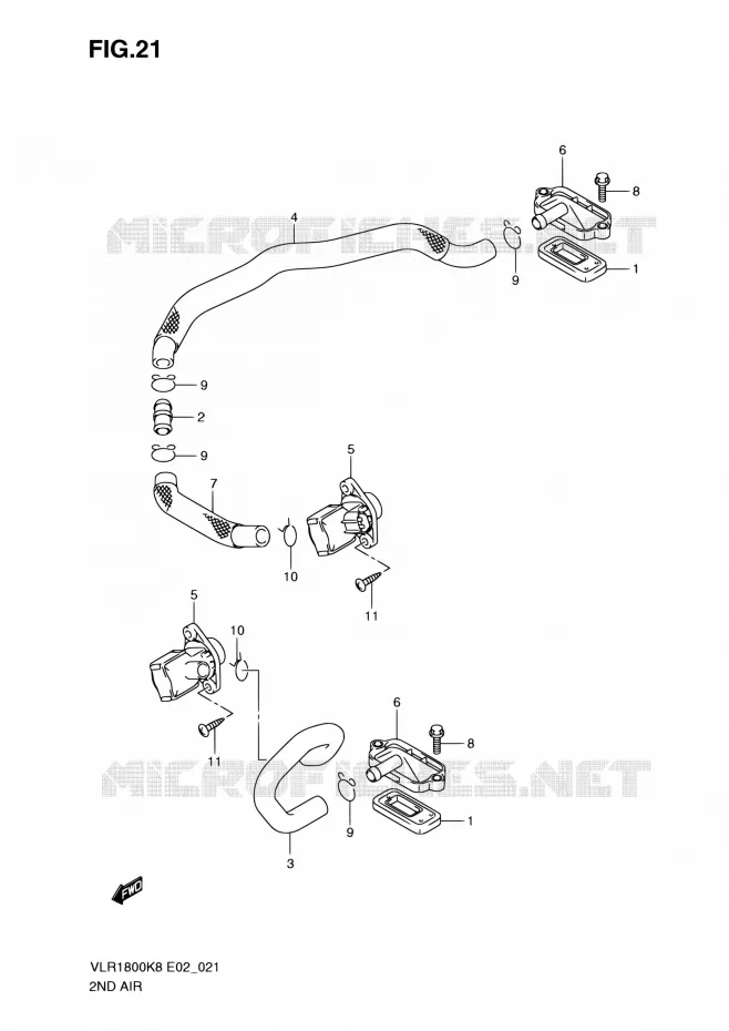 SYSTÈME DE RECYCLAGE GAZ D'ECHAPPEMENT Suzuki MOTO 1800 INTRUDER 2010  VLR1800UFK9
