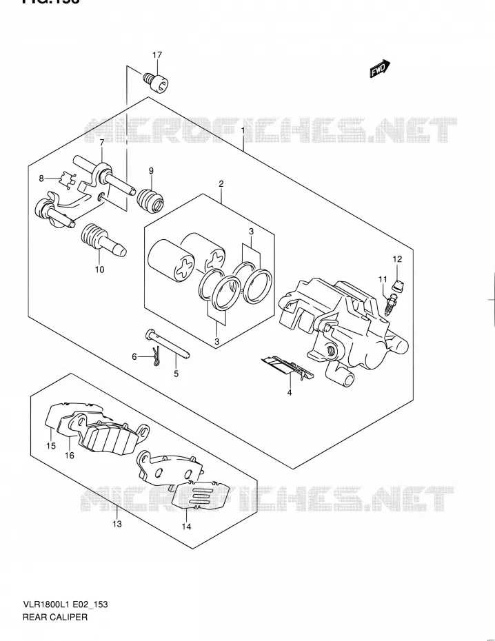 ETRIER DE FREIN ARRIERE Suzuki MOTO 1800 INTRUDER 2011  VLR1800UFL1(E19)