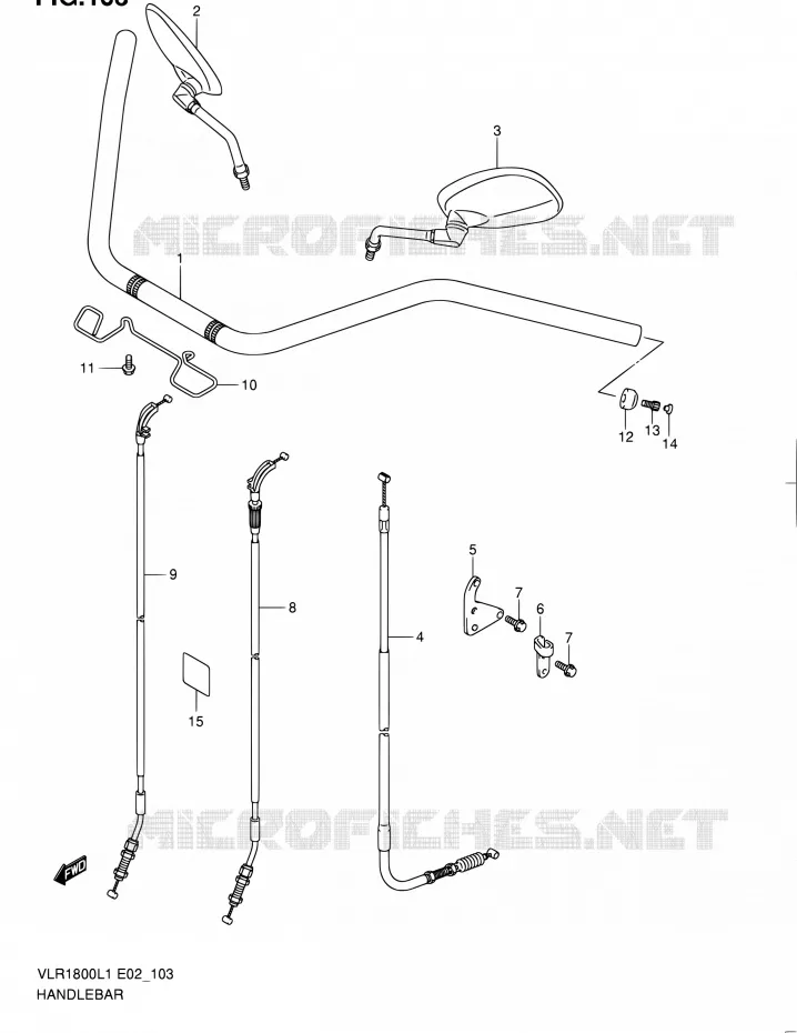GUIDON (VLR1800L1 E02) Suzuki MOTO 1800 INTRUDER 2011  VLR1800UFL1(E19)