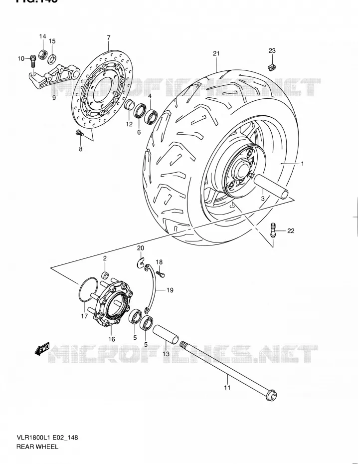 ROUE ARRIERE (VLR1800L1 E24) Suzuki MOTO 1800 INTRUDER 2011  VLR1800UFL1(E19)