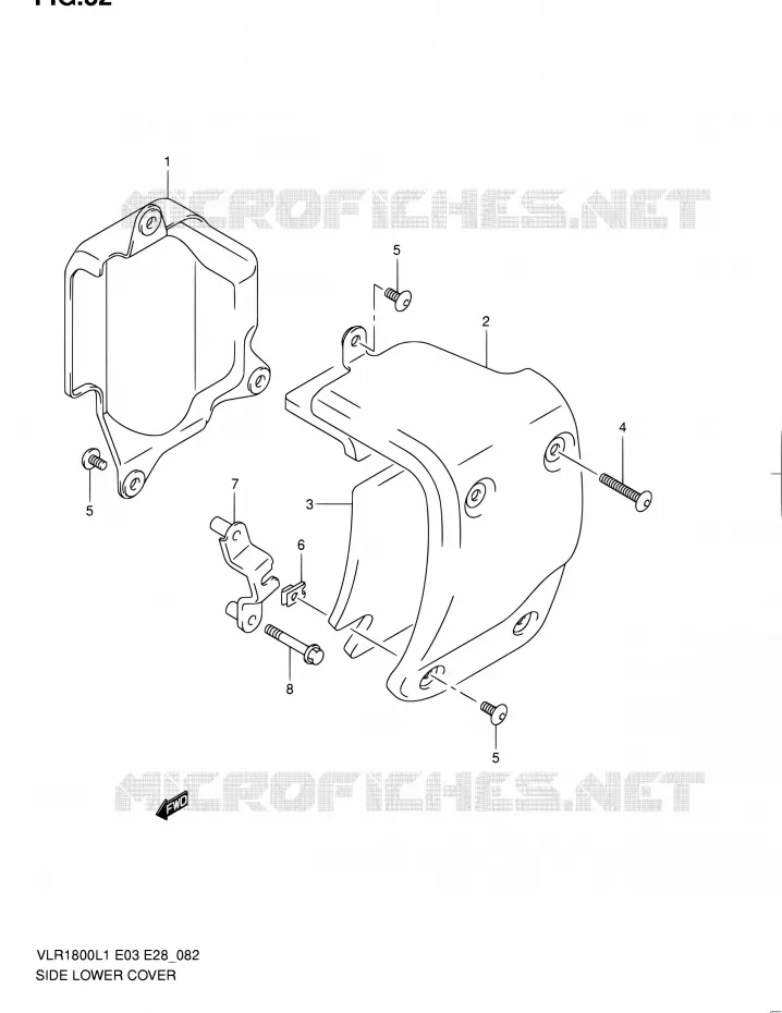 COUVERCLE LATERAL INFERIEUR Suzuki MOTO 1800 INTRUDER 2011  VLR1800 L1/VLR1800T L1 (E03,E28,E33)