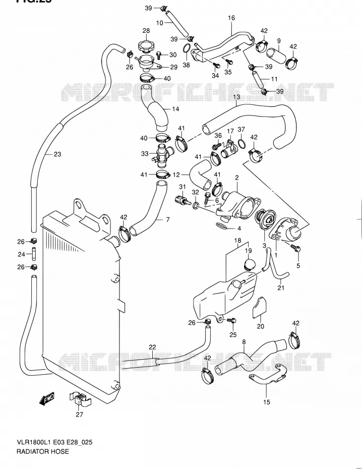 DURITE DE RADIATEUR Suzuki MOTO 1800 BOULEVARD 2011  VLR1800 L1/VLR1800T L1 (E03,E28,E33)
