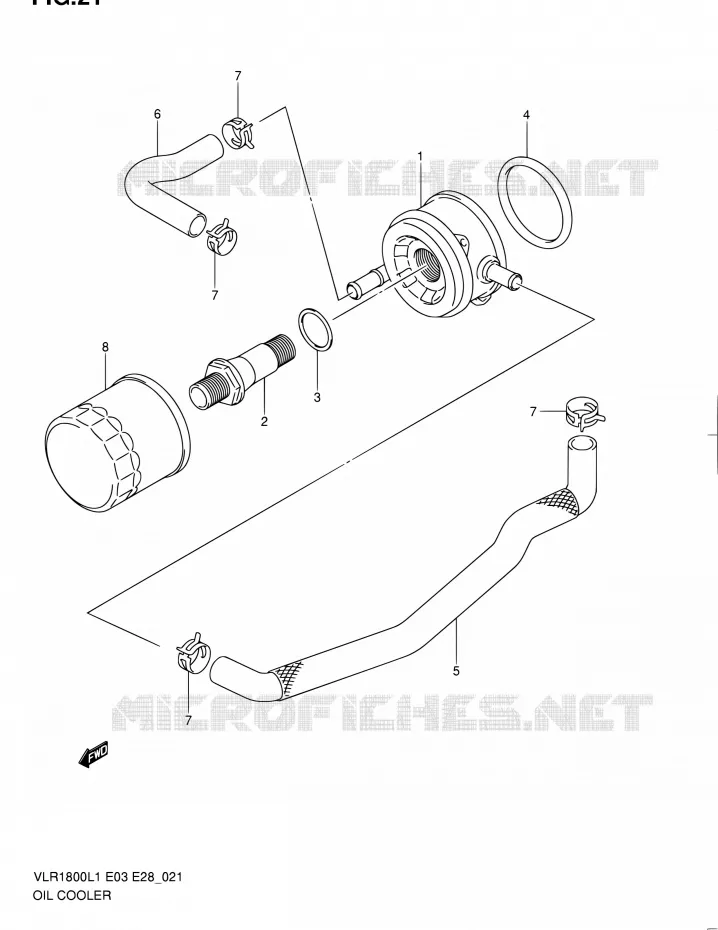 RADIATEUR D'HUILE Suzuki MOTO 1800 INTRUDER 2011  VLR1800 L1/VLR1800T L1 (E03,E28,E33)