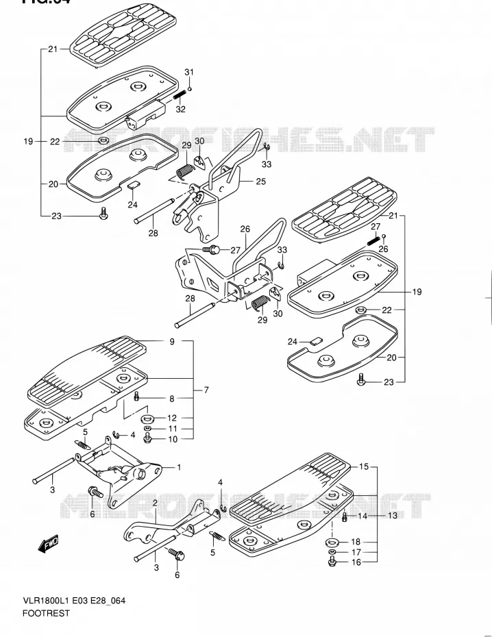 REPOSE PIED (VLR1800TL1 E03) Suzuki MOTO 1800 BOULEVARD 2011  VLR1800 L1/VLR1800T L1 (E03,E28,E33)