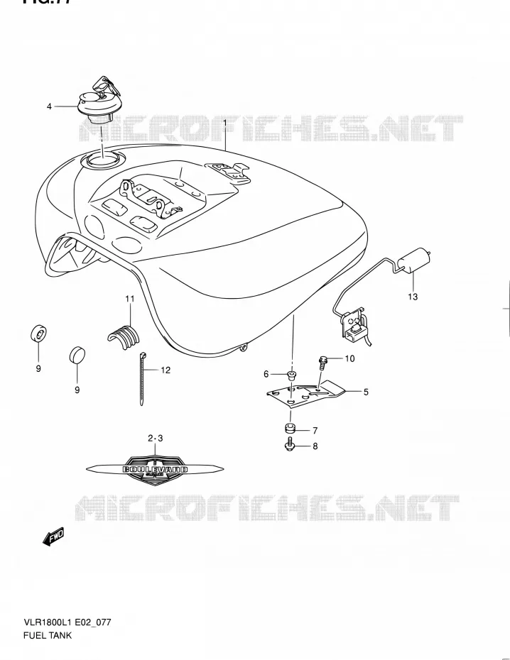 RESERVOIR D'ESSENCE (VLR1800TL1 E24) Suzuki MOTO 1800 INTRUDER 2011  VLR1800L1/VLR1800TL1(E24)