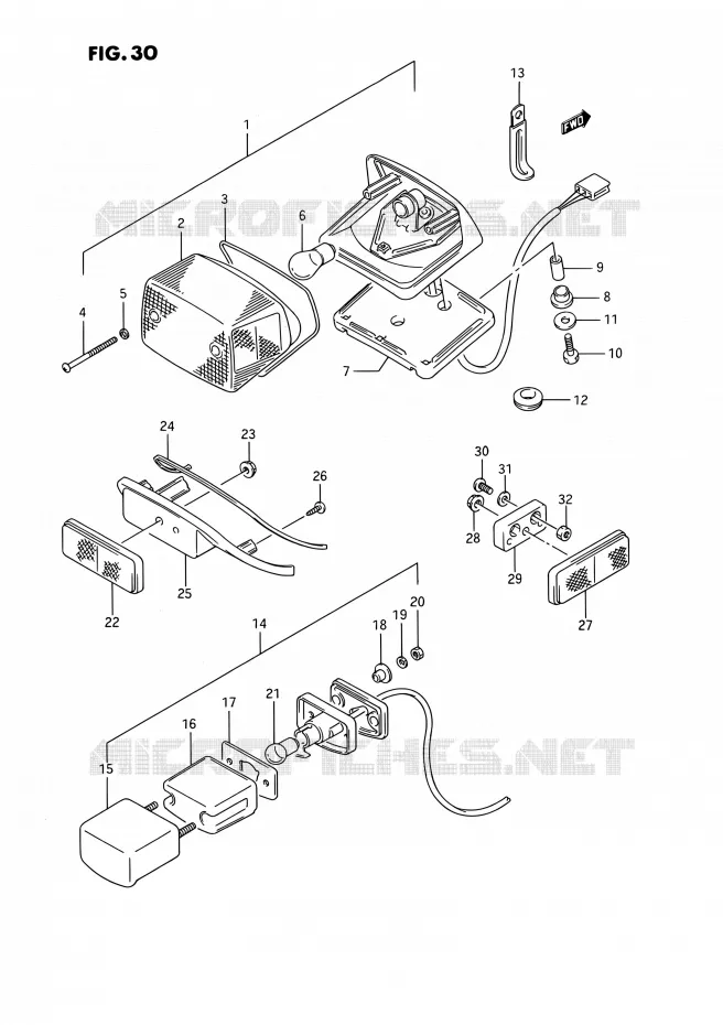 FEU ARRIERE (MODELE H/J/K/L/M/N/P/R) Suzuki MOTO 1400 INTRUDER 1991  VS1400GLPM/VS1400GLFM(E01,E04,E17,E21,E22,E34,E39)