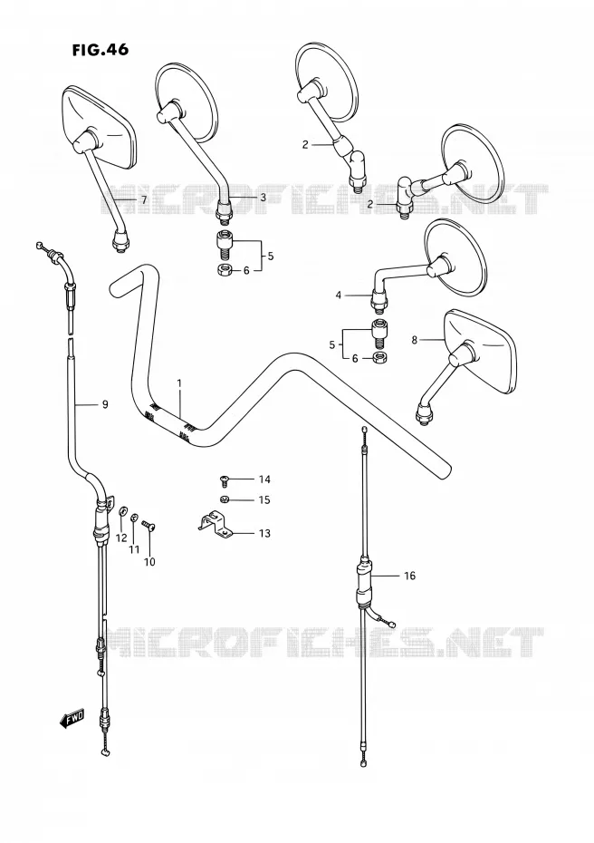 GUIDON (VOIR NOTE) Suzuki MOTO 1400 INTRUDER 1992  VS1400GLPN/VS1400GLFN(E01,E04,E17,E21,E22,E39)
