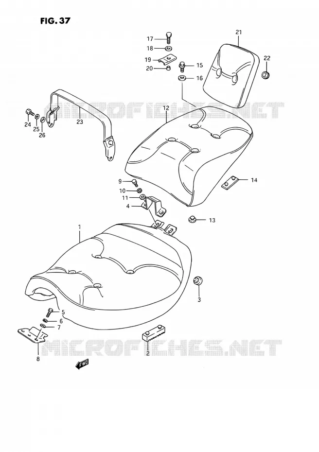 SELLE (MODELE H/J/K/L/M/N/P/R) Suzuki MOTO 1400 INTRUDER 1993  VS1400GLPP/VS1400GLFP(E01,E04,E17,E21,E22,E24,E34)