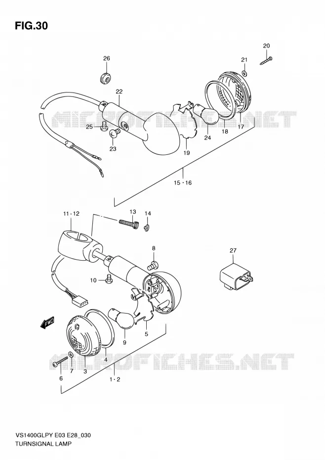 CLIGNOTANTS Suzuki MOTO 1400 INTRUDER 2003  VS1400GLP K3 (E03,E28,E33)