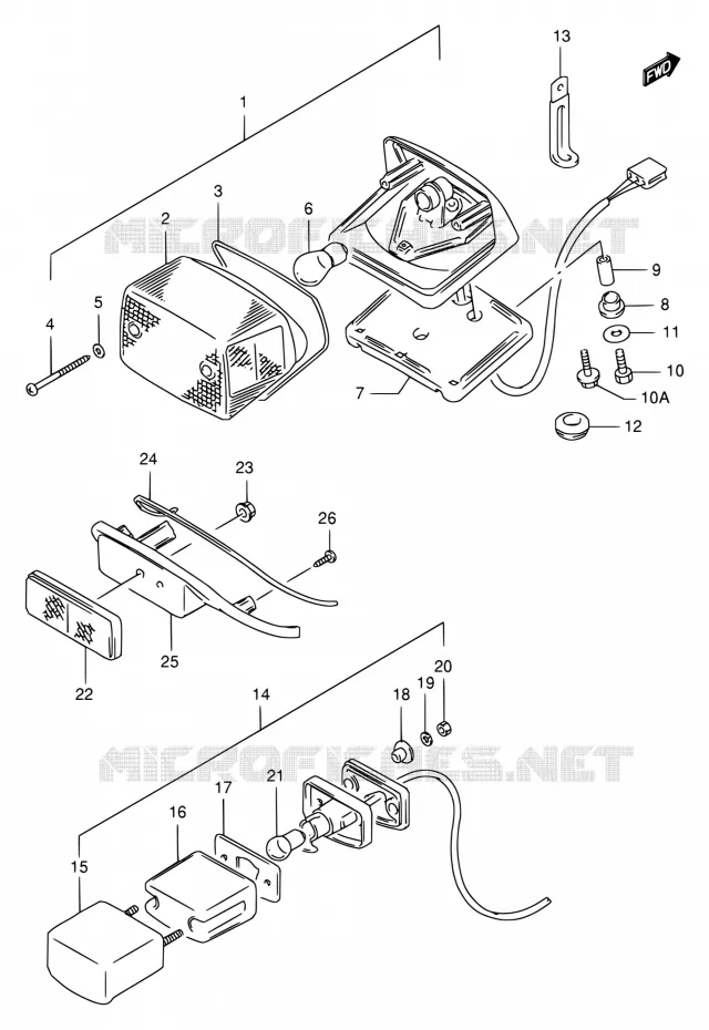 ENSEMBLE FEU ARRIERE Suzuki MOTO 1400 INTRUDER 2002  VS1400GLPK2(E17,E22,E34)