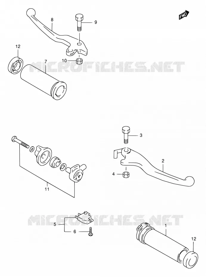 ENSEMBLE LEVIERS - POIGNEES Suzuki MOTO 1400 INTRUDER 2002  VS1400GLPK2(E17,E22,E34)