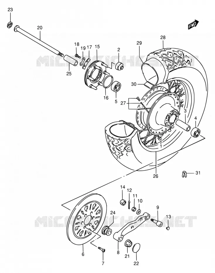 ROUE ARRIERE Suzuki MOTO 1400 INTRUDER 2002  VS1400GLPK2(E17,E22,E34)
